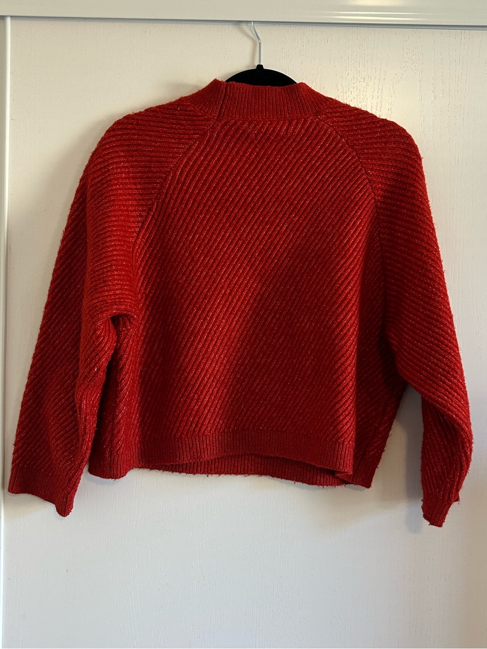 Cropped Ribbed Sweater in Red - Picture 3 of 3